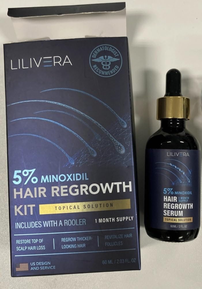 5% Minoxidil for Men and Women Kit, Hair Growth Serum, Minoxidil 5 Percent for Hair Loss, Hair Regrowth Treatment for Thicker Fuller Hair, Minoxidil for Hair Growth, Hair Loss Treatments, 60ML