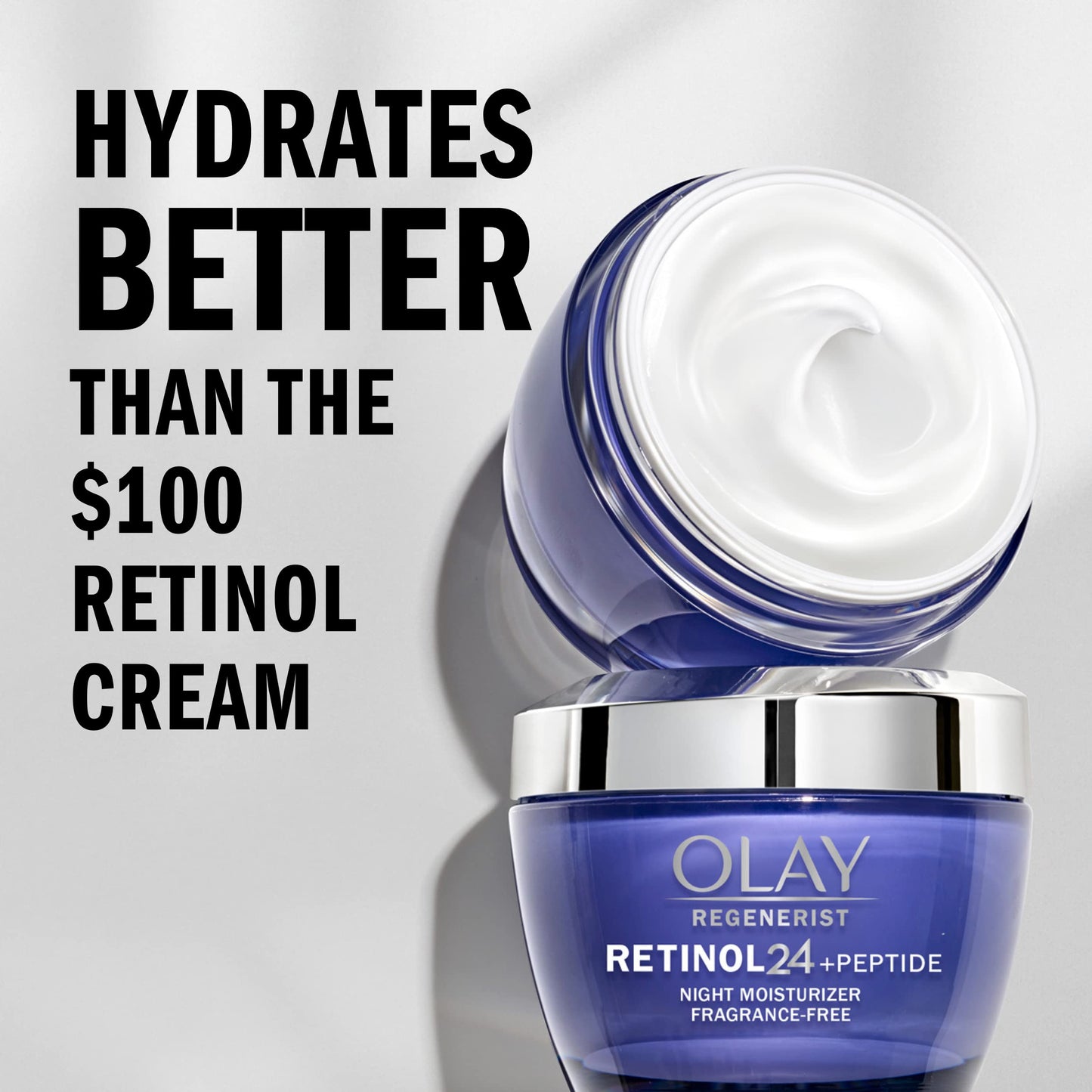 Olay Regenerist Retinol Moisturizer, Retinol 24 Night Face Cream with Niacinamide, Anti-Wrinkle Fragrance-Free 1.7 oz, Includes Olay Whip Travel Size for Dry Skin