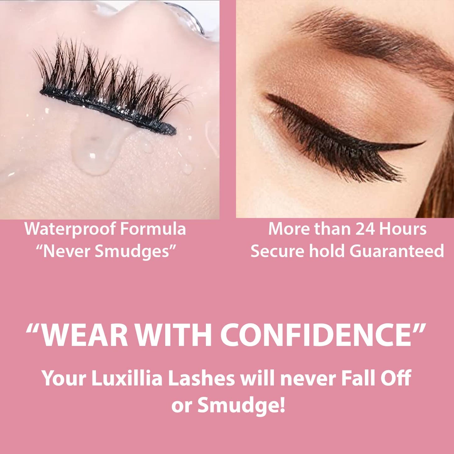 Luxillia Magnetic Eyelashes with Eyeliner 7 Piece Set, Most Natural Looking Magnetic Lashes Kit with Applicator, Best 8D, 3D Look, Reusable Fake Eye Lash, No Glue, Strongest Waterproof Liquid Liner