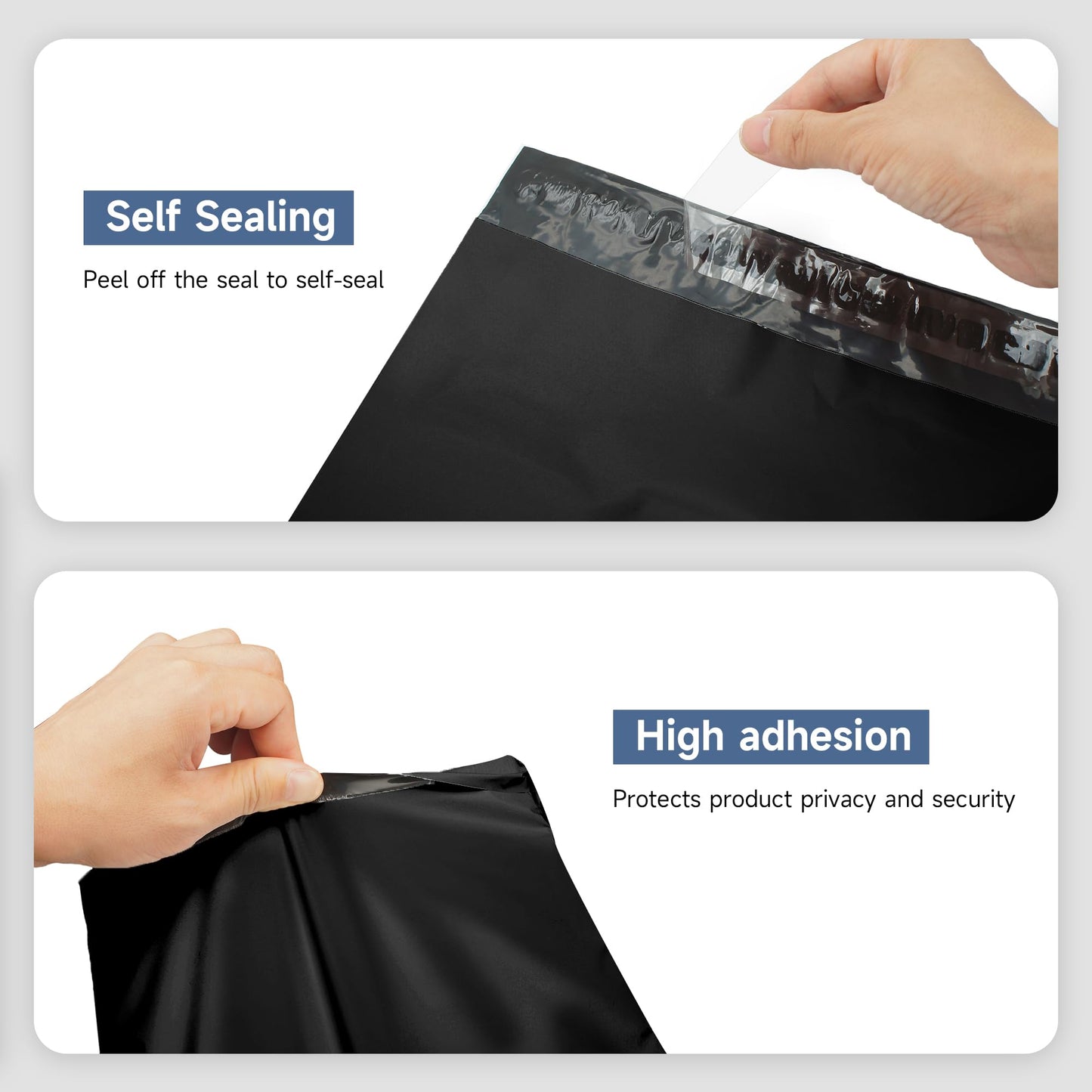 KKBESTPACK 100 Large Poly Mailers 10x13 Shipping Bags for Small Business – Self Sealing Package Envelopes Black