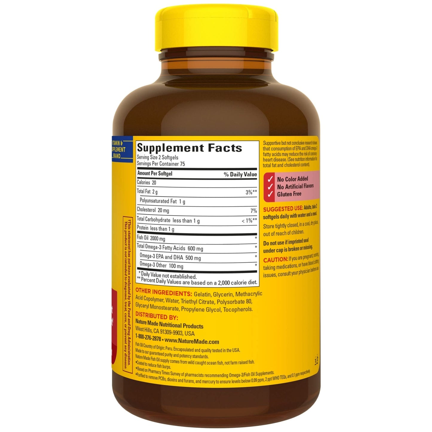 Nature Made Burpless Omega 3 Fish Oil Softgels - 1000mg for Heart Health, 150 Softgels, 75 Day Supply