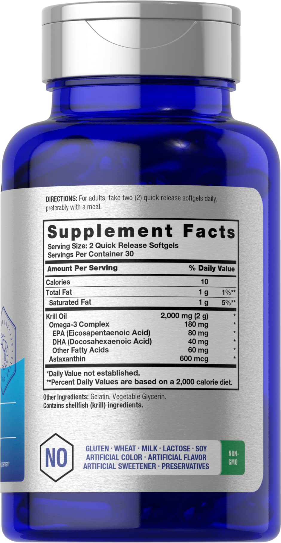 Horbaach Antarctic Krill Oil 2000mg | 60 Softgel Capsules | Omega-3, EPA, DHA Supplement | with Astaxanthin | Non-GMO, Gluten Free