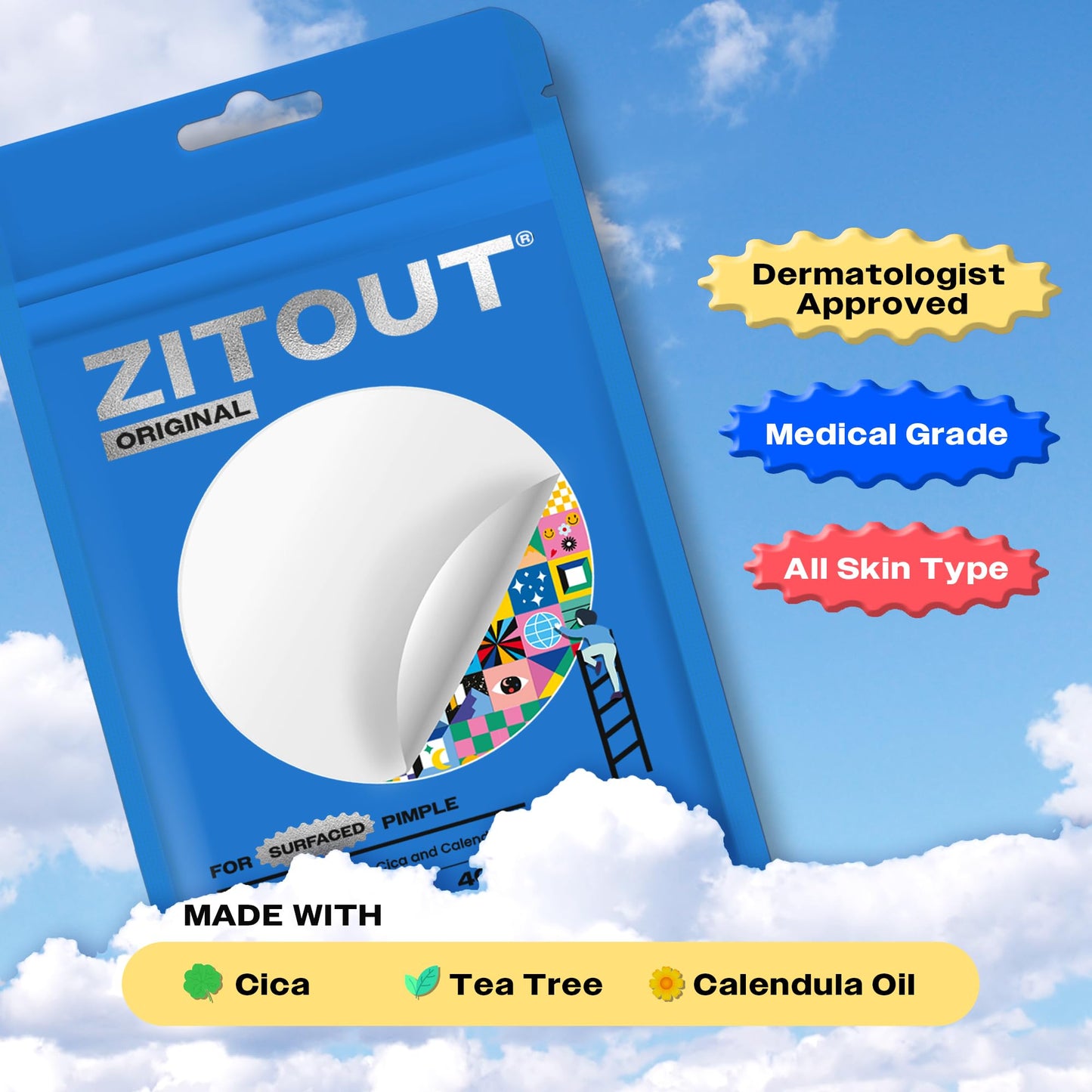 AVARELLE Pimple Patches |Hydrocolloid Acne Patches |ZITOUT FSA HSA Eligible Pimple Patches for Face with Tea Tree, Cica, & Calendula |Vegan, Cruelty Free, Carbonfree