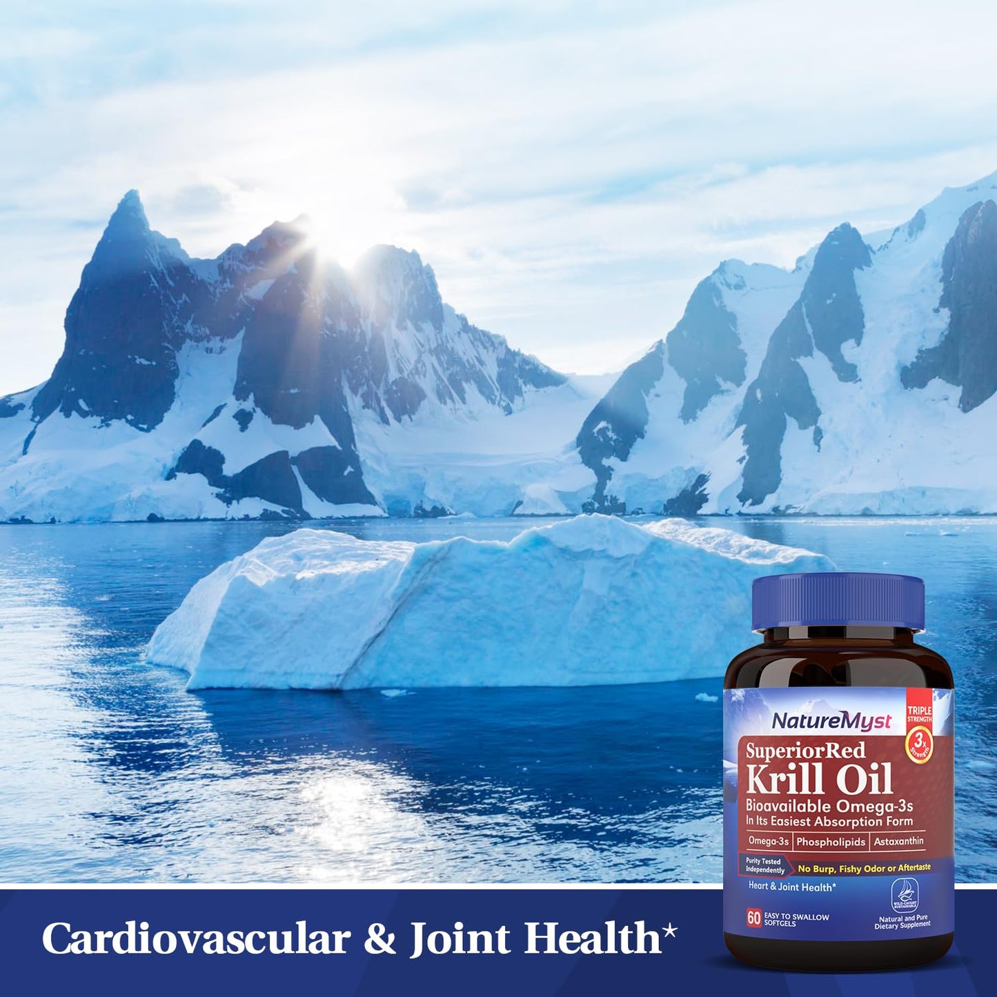 NatureMyst Krill Oil, Professional Grade 60 Liquid Softgels, Non-GMO, Gluten Free, Made in The USA