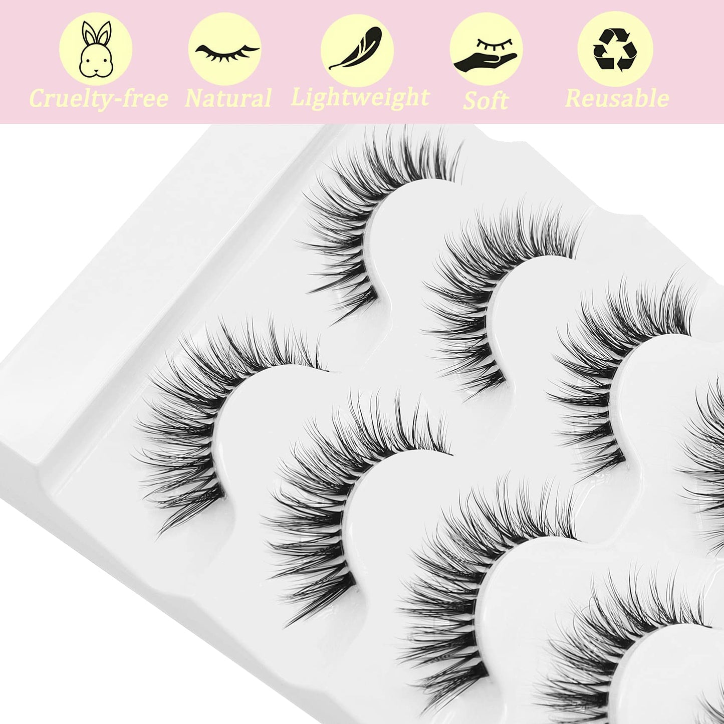 Veleasha Lashes 5D Faux Mink Lashes 100% Handmade Luxurious Fake Eyelashes Lightweight Fluffy False Eyelashes 5 Pairs Pack (G2)