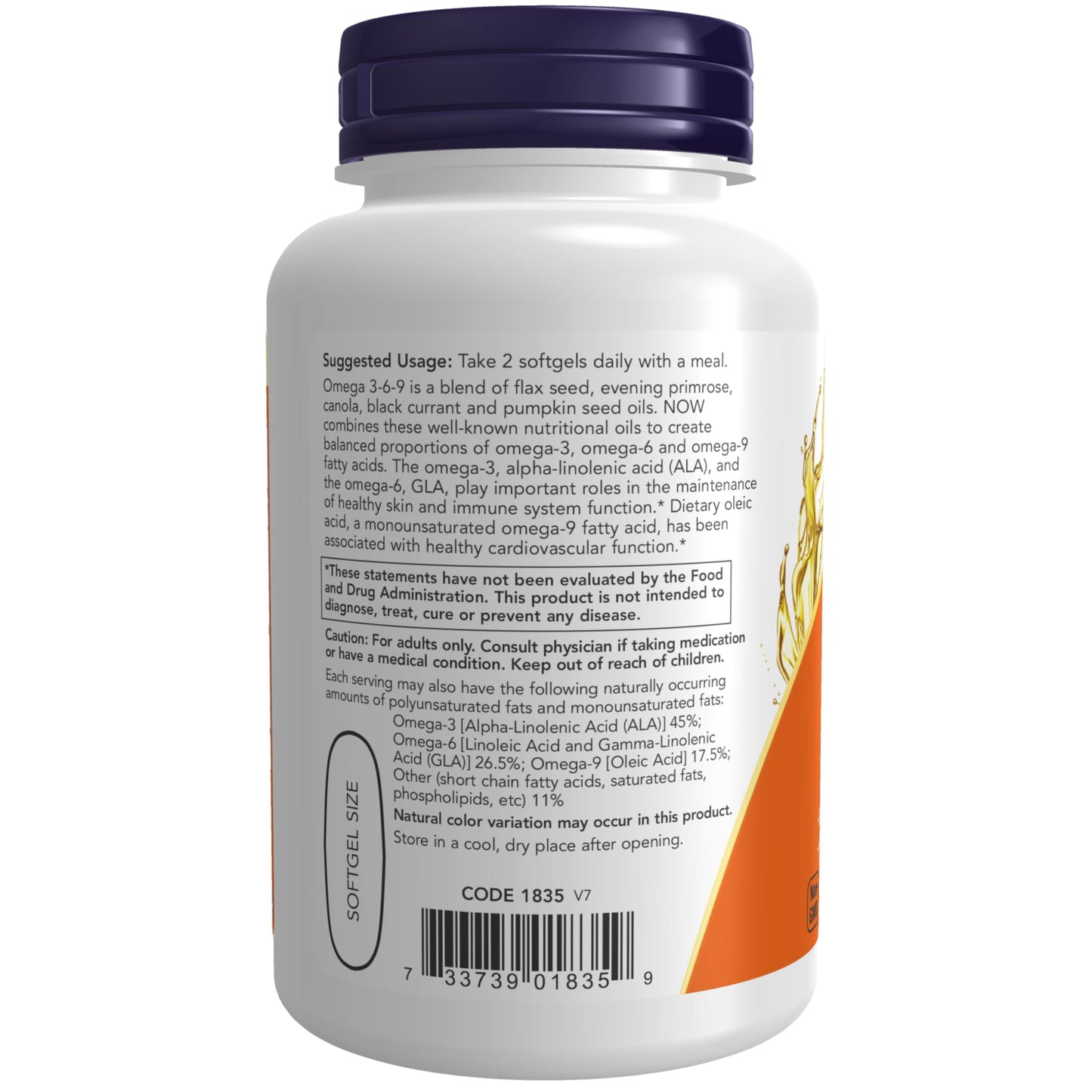 NOW Supplements, Omega 3-6-9 1000 mg with a blend of Flax Seed, Evening Primrose, Canola, Black Currant and Pumpkin Seed Oils, 100 Softgels