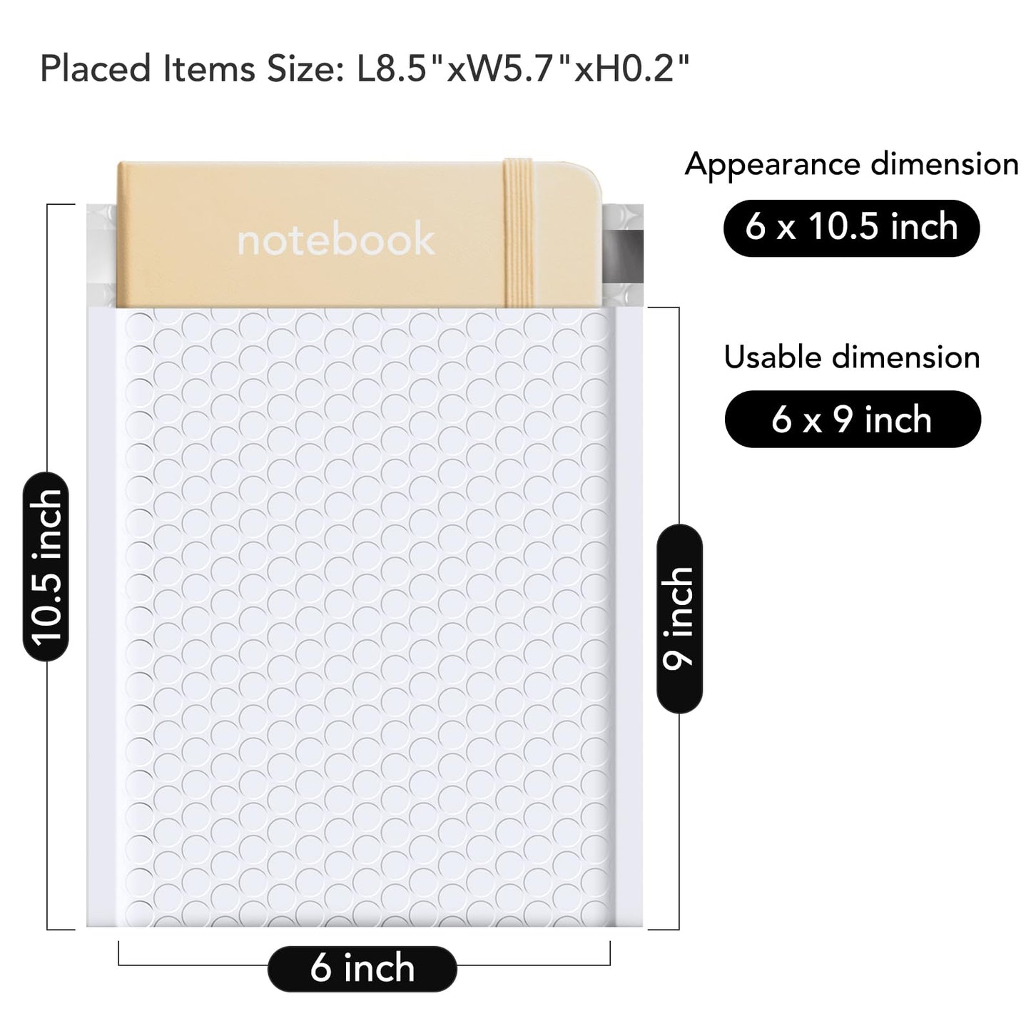 Fuxury Bubble Mailer 6x10" 100 Pack White Bubble Mailers Usable Size 6x9" Self Seal Padded Mailing Envelopes Opaque Bubble Padded Mailer for Small Business Mailing Jewelry Makeup Small Items
