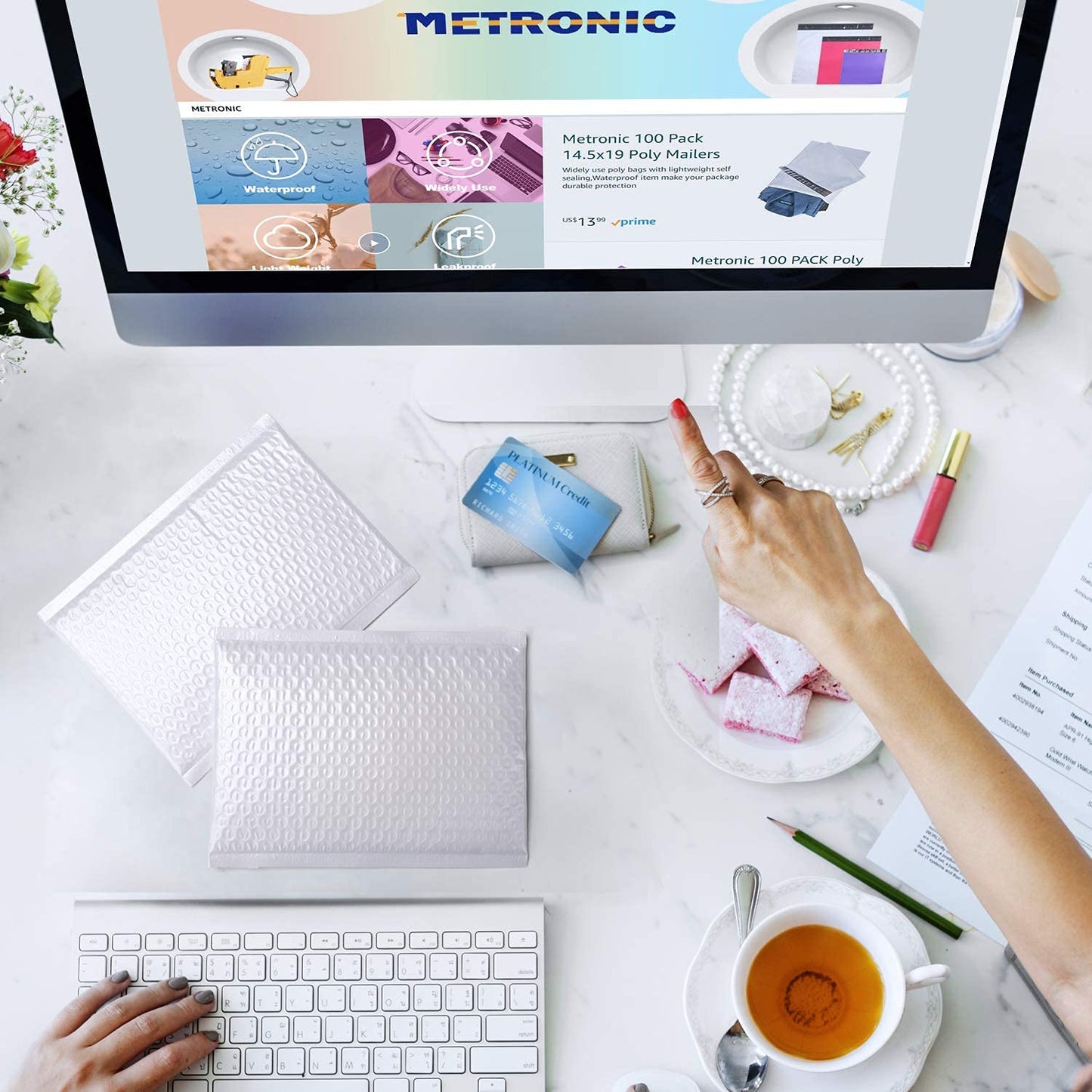 Metronic Bubble Mailers 6x10 Inch 25 Pack Usable Size 6x9" Self-Seal Padded Envelopes Cushioning Bubble Mailers for Shipping, Mailing, Packaging for Business, White Bulk #0
