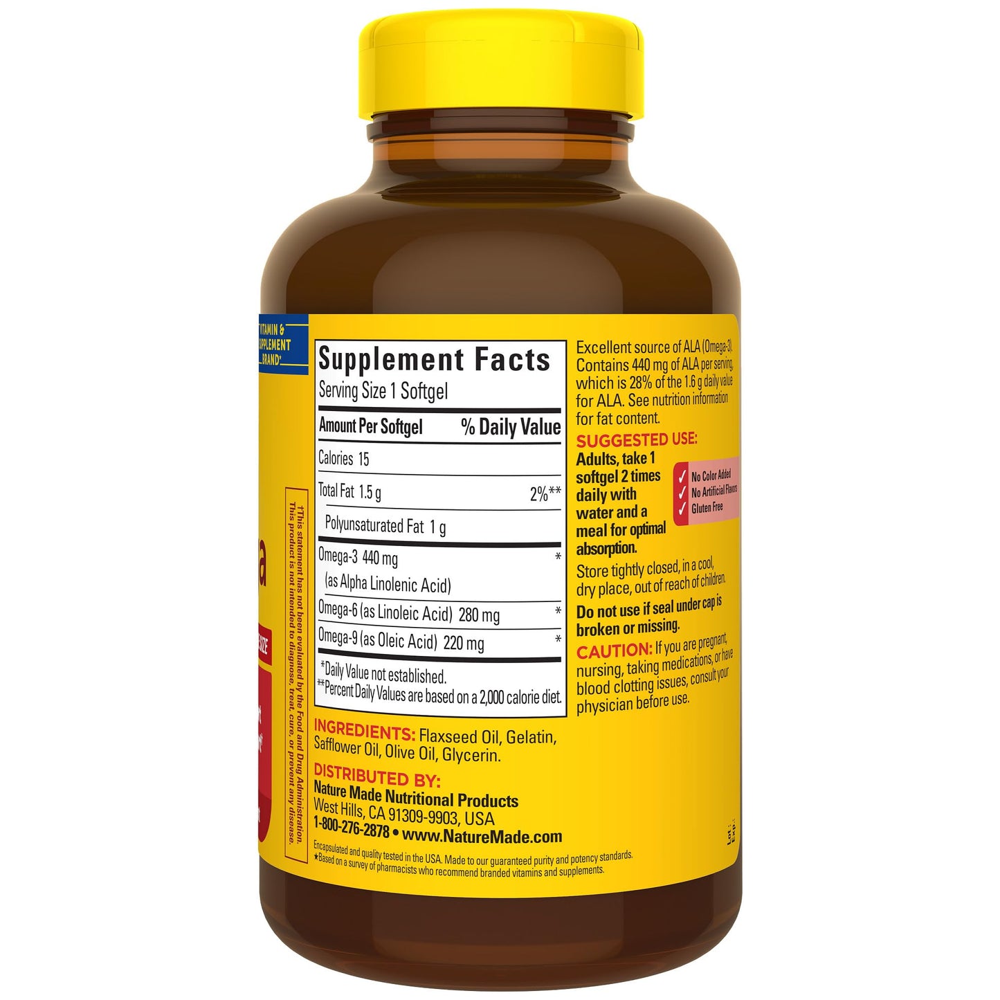 Nature Made Triple Omega 3 6 9, Flaxseed, Safflower, & Olive Oils, Healthy Heart Support, Fish Free Omega 3 Supplement, 150 Softgels, 75 Day Supply