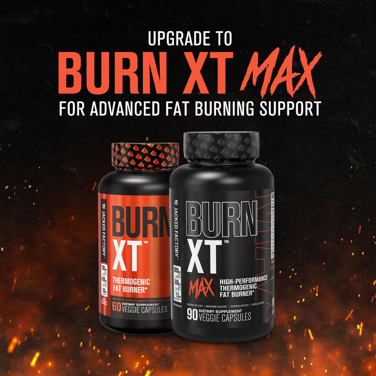 Jacked Factory Burn-XT Clinically Studied Fat Burner & Weight Loss Supplement - Appetite Suppressant & Energy Booster - with Acetyl L-Carnitine, Green Tea Extract and More - 60 Natural Diet Pills