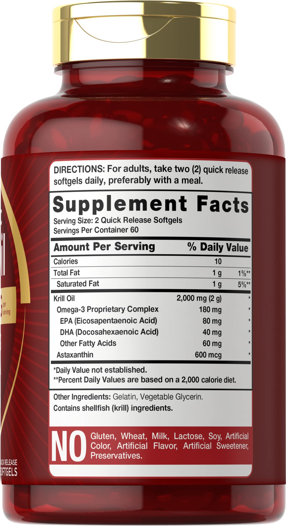 Carlyle Antarctic Krill Oil 2000 mg 120 Softgels | Omega-3 EPA, DHA, with Astaxanthin Supplement Sourced from Red Krill | Maximum Strength | Laboratory Tested