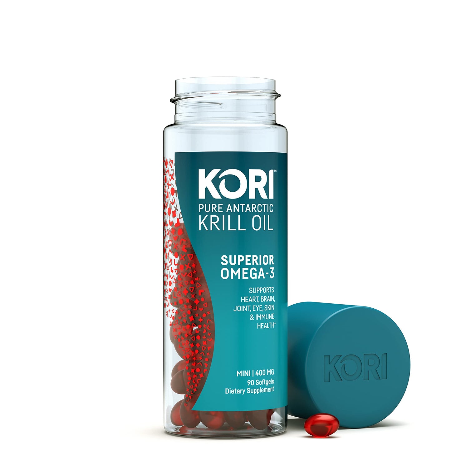 Kori Krill Antarctic Krill Oil Omega 3 Supplement, EPA & DHA, Krill Oil Supplements with Superior Absorption vs. Fish Oil, 400 mg, 90 softgels