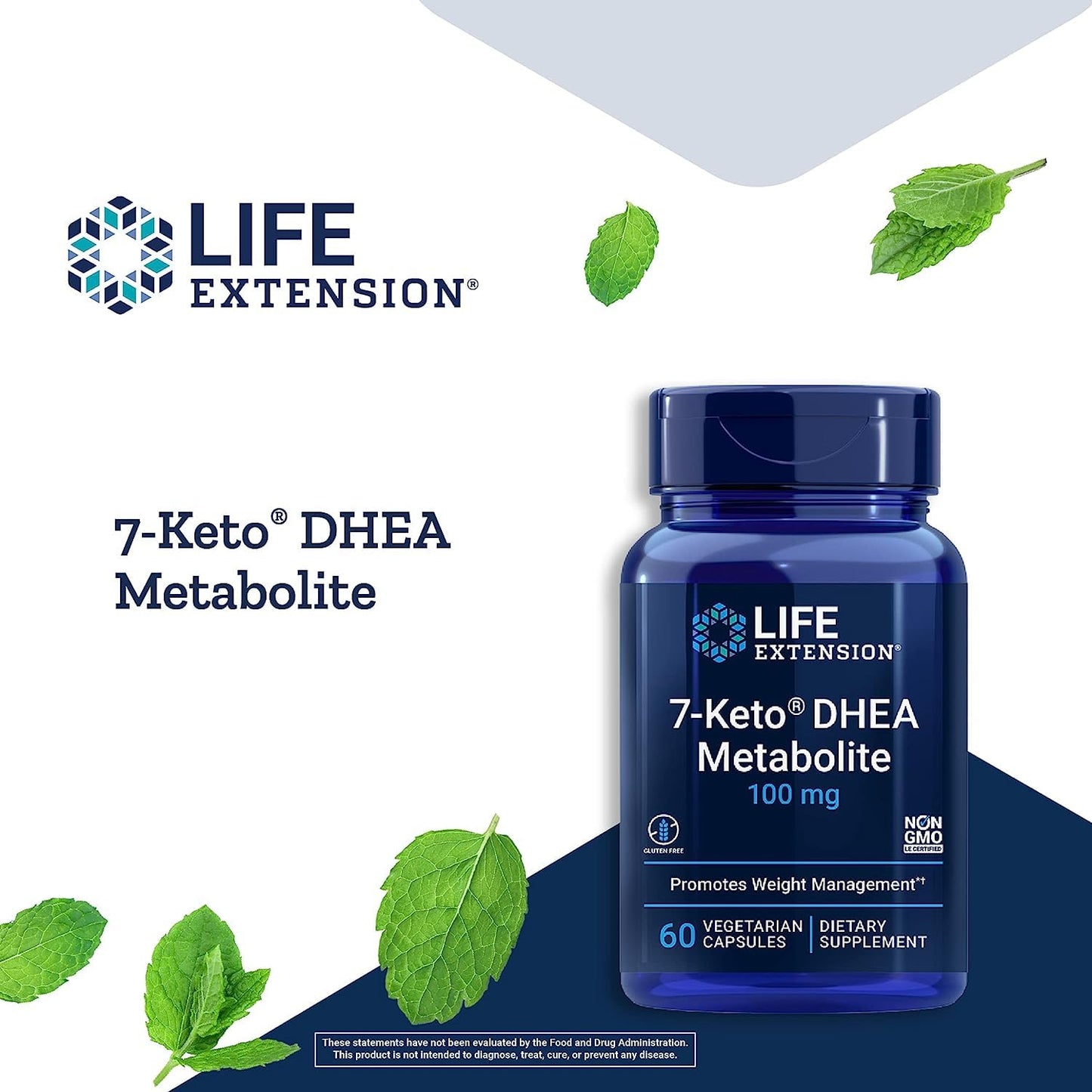 Life Extension 7-KETO DHEA Metabolite – Crank Up Your Fat-burning Furnace – Non-GMO – Gluten-free – 100 Mg – 60 Vegetarian Capsules