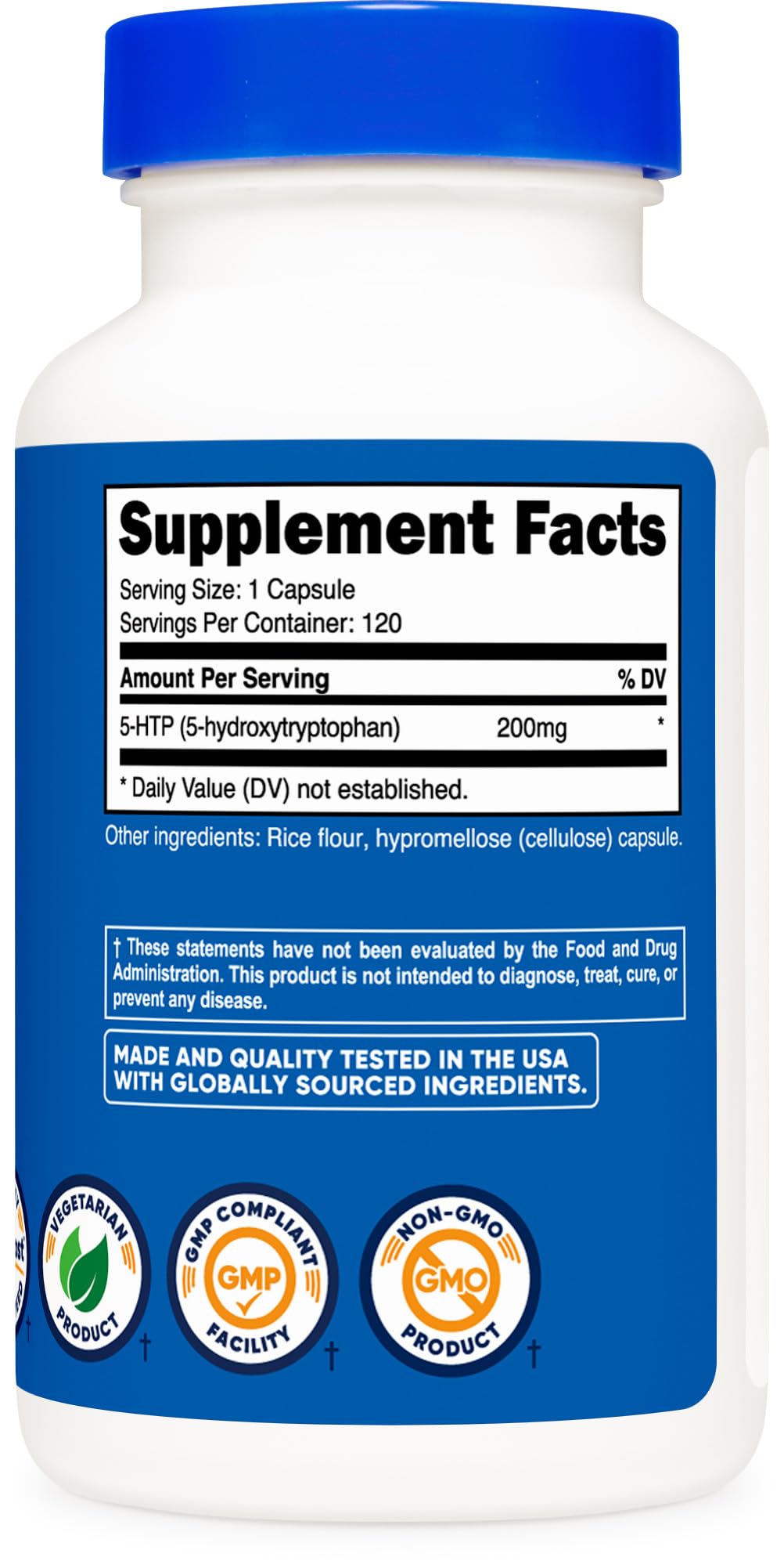 Nutricost 5-HTP 200mg, 120 Vegetarian Capsules (5-Hydroxytryptophan) - Non-GMO & Gluten Free