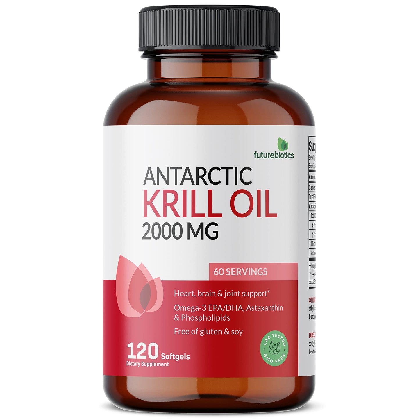 Futurebiotics Antarctic Krill Oil 2000mg with Astaxanthin, Omega-3s EPA, DHA and Phospholipids - 100% Pure Premium Krill Oil Heavy Metal Tested, Non GMO – 120 Softgels