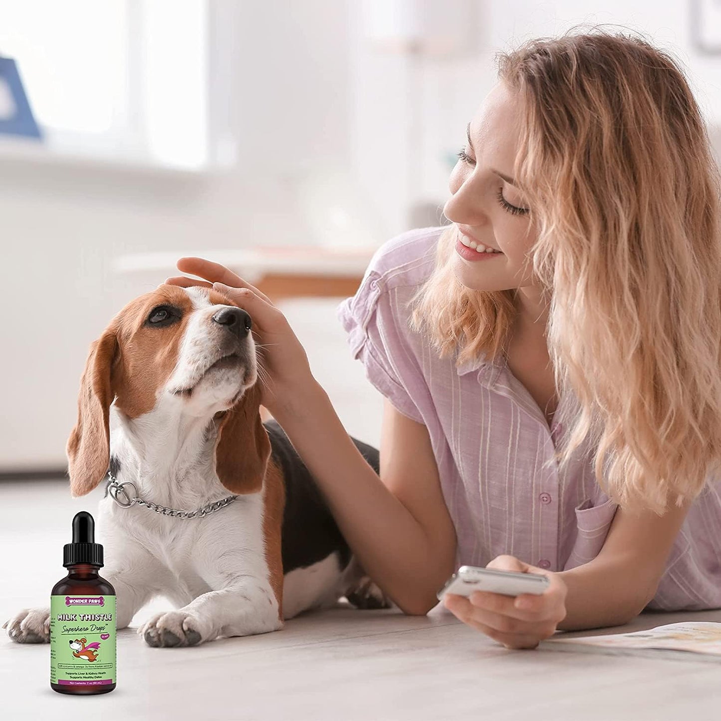 Wonder Paws Milk Thistle, Liver Support for Dogs, Supports Kidney Function for Pets, Detox, Hepatic Support, with Wild Alaskan Salmon Oil & Curcumin, Omega 3 EPA & DHA (2, Ounces)