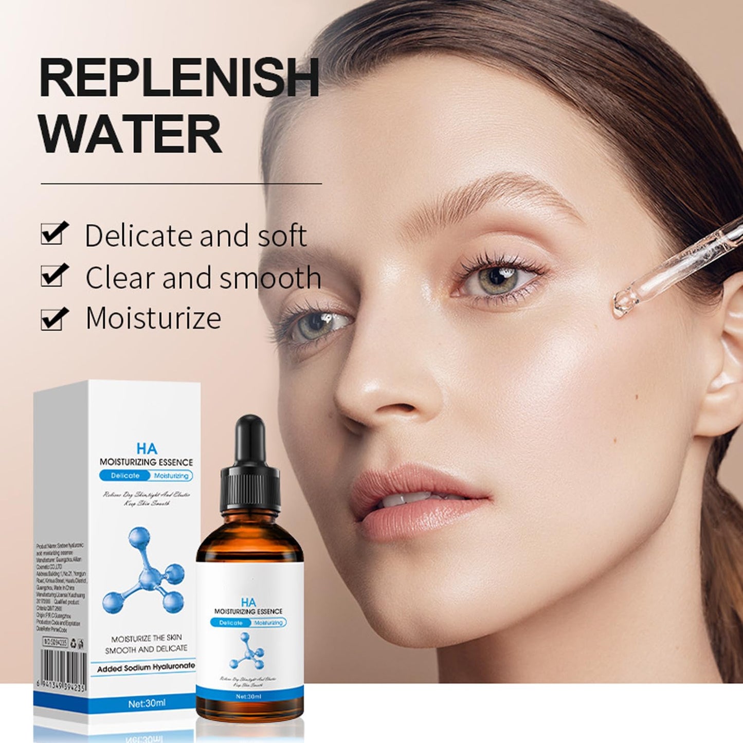 Hyaluronic Acid Serum for Face, Anti Againg Hyaluronic Acid Serum, Hyaluronic Acid Hydrating Serum, No Greasy & Smooth Face Serums for Women, Deep Hydrating Serum for Reduce Wrinkles and Fine Lines