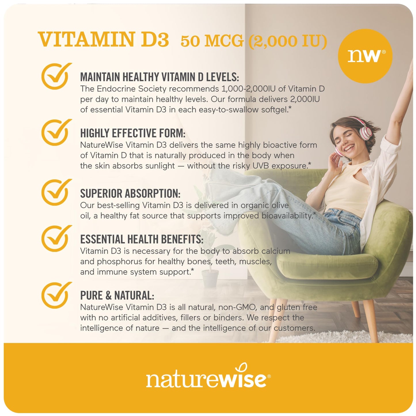 NatureWise Vitamin D3 2000iu 360 Count and Vitamin B12 1000mcg 60 Softgels for Energy, Immune Support and Healthy Muscle Function