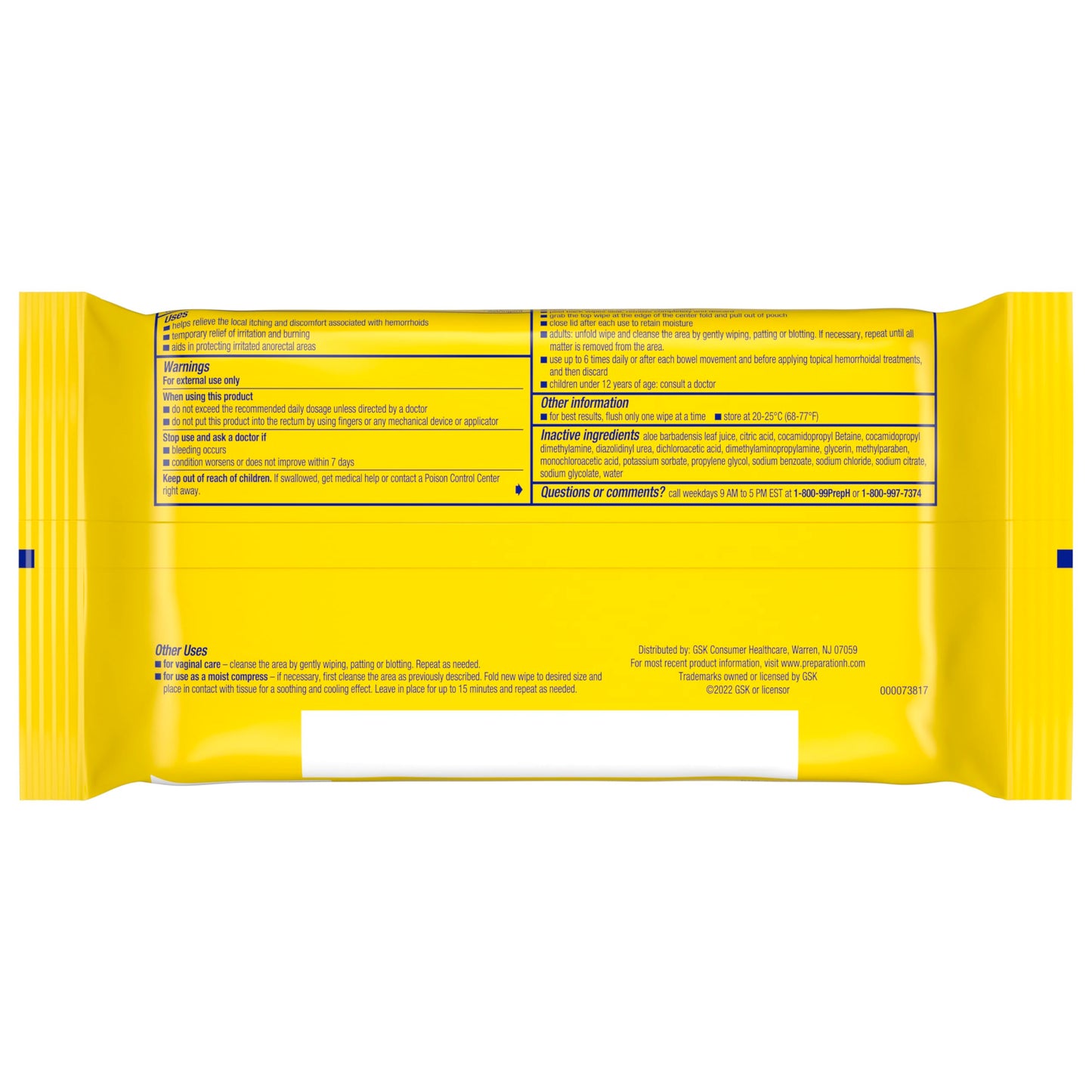 Preparation H Hemorrhoid Flushable Wipes with Witch Hazel for Skin Irritation Relief - 48 Count