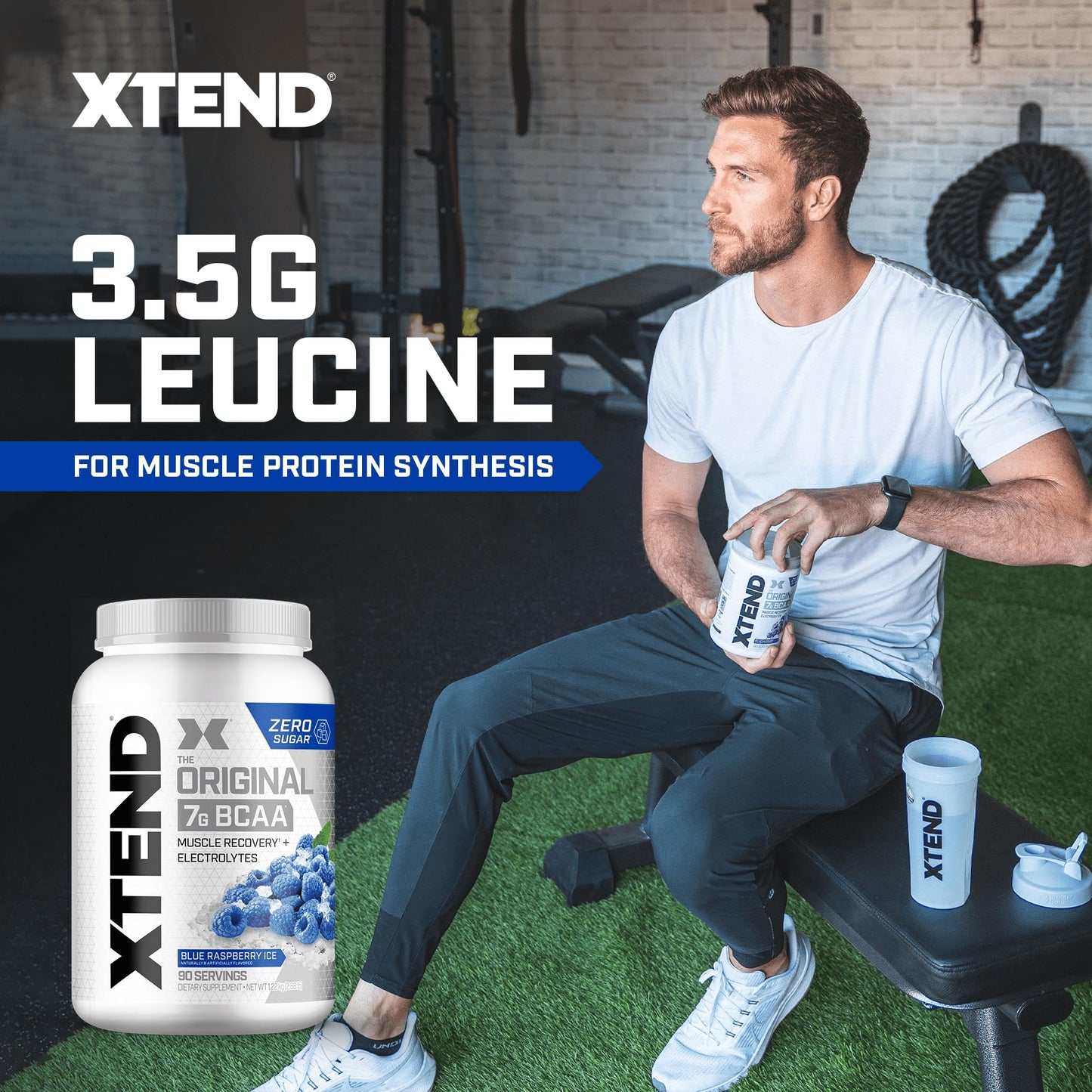 XTEND Original BCAA Powder Blue Raspberry Ice | Sugar Free Post Workout Muscle Recovery Drink with Amino Acids | 7g BCAAs for Men & Women | 90 Servings
