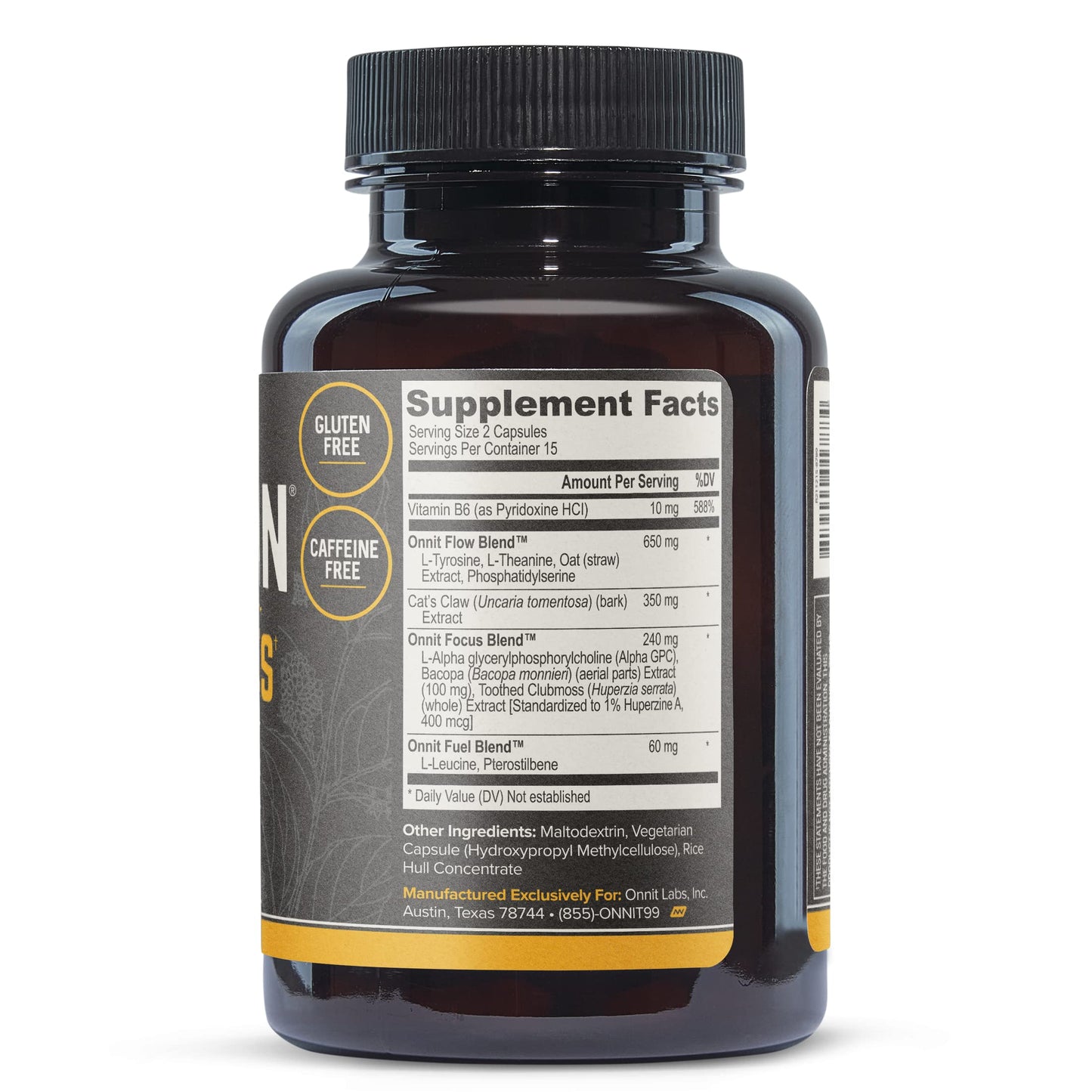 ONNIT Alpha Brain Premium Nootropic Brain Supplement, 30 Count, for Men & Women - Caffeine-Free Focus Capsules for Concentration, Brain Booster & Memory Support