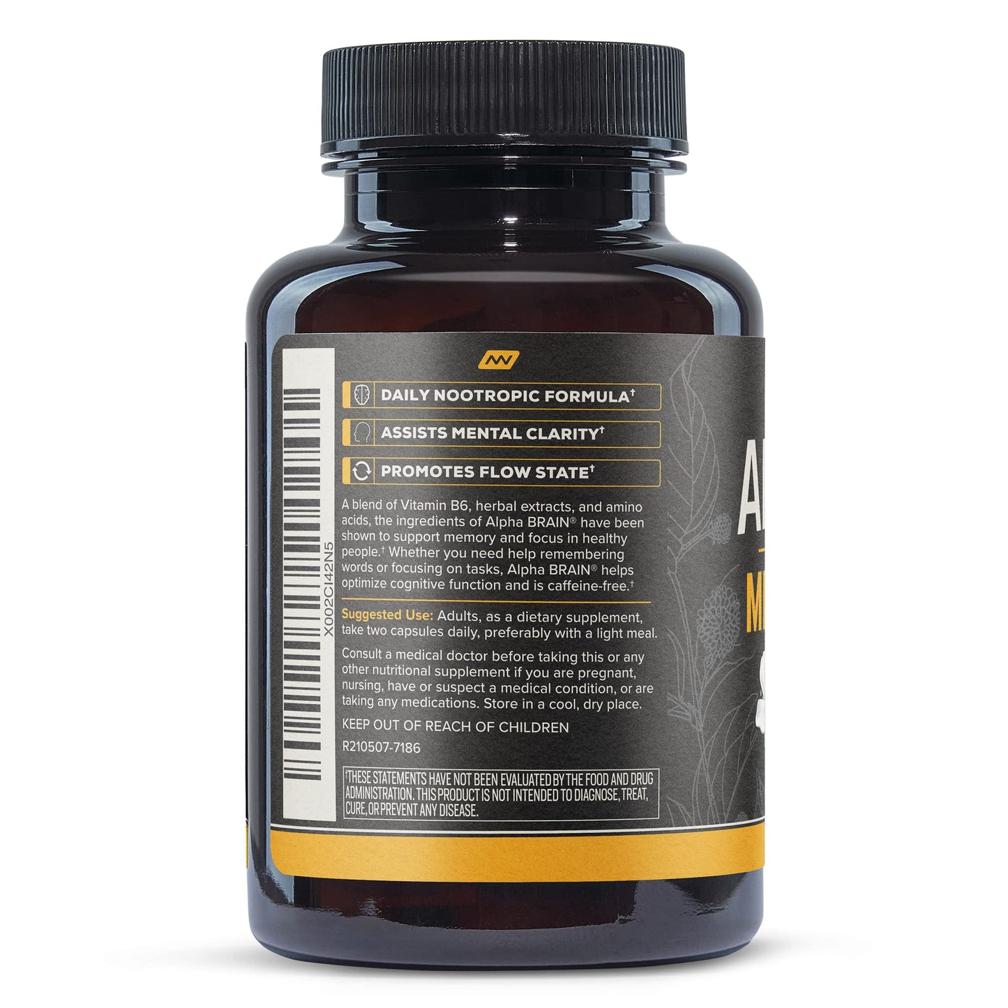 ONNIT Alpha Brain Premium Nootropic Brain Supplement, 30 Count, for Men & Women - Caffeine-Free Focus Capsules for Concentration, Brain Booster & Memory Support