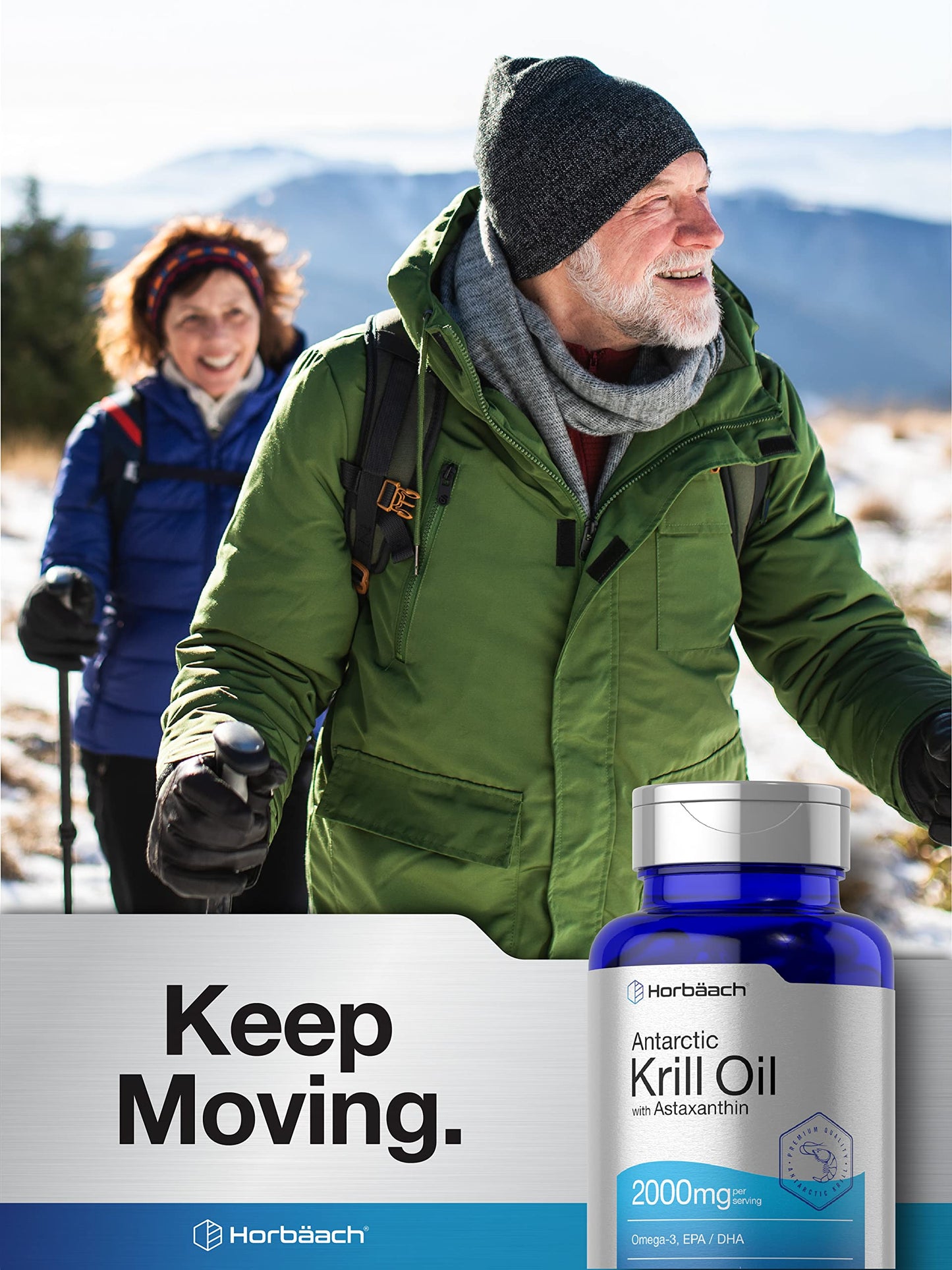 Horbaach Antarctic Krill Oil 2000mg | 60 Softgel Capsules | Omega-3, EPA, DHA Supplement | with Astaxanthin | Non-GMO, Gluten Free