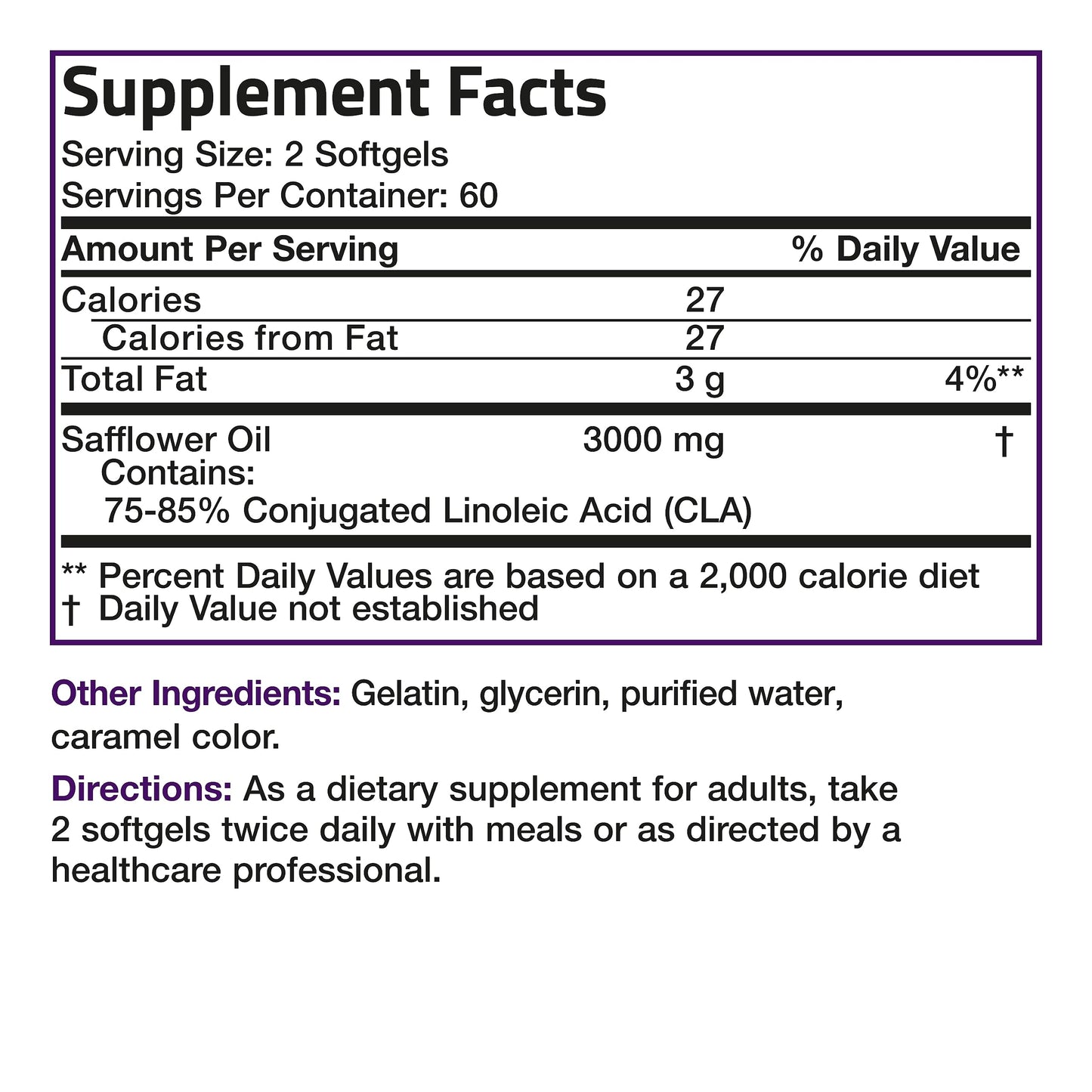 Bronson CLA 3000 Extra High Potency Supports Healthy Weight Management Lean Muscle Mass Non-Stimulating Conjugated Linoleic Acid 120 Softgels