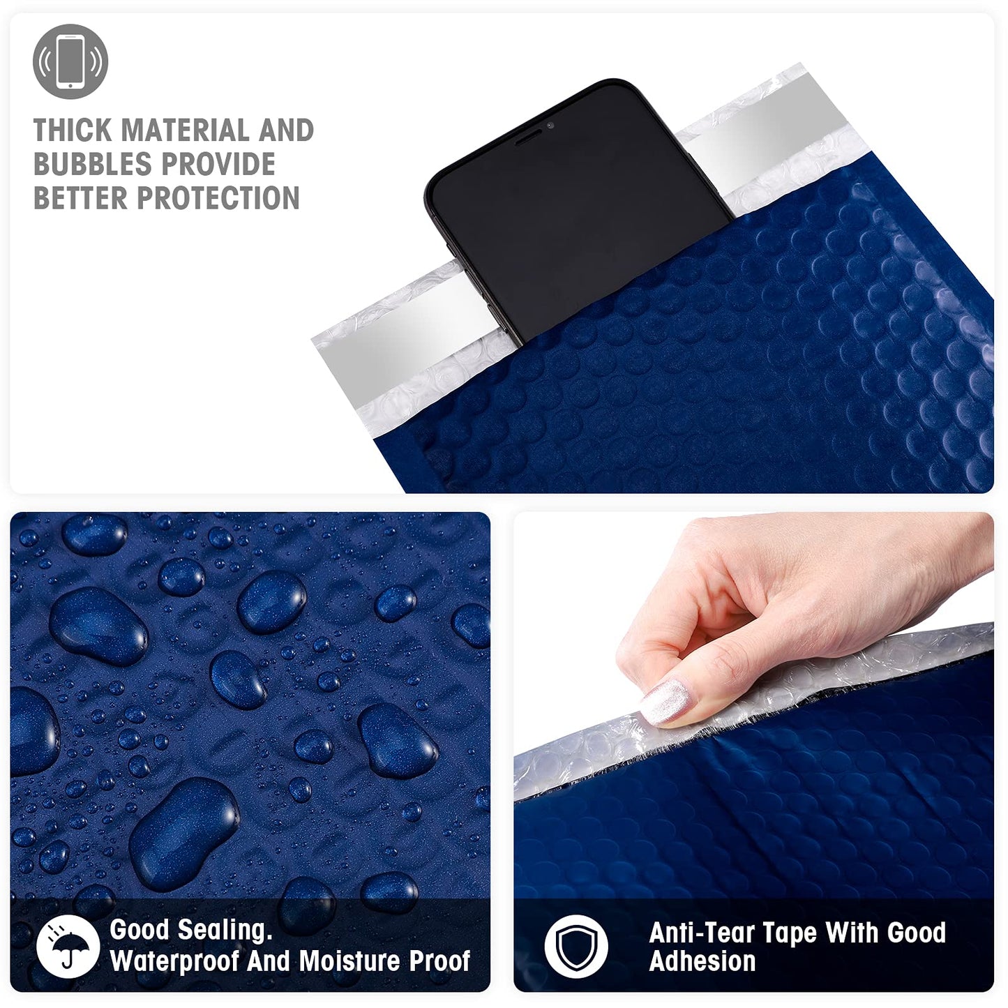 Metronic Bubble Mailers 6x10 Inch 25 Pack Usable Size 6x9" Waterproof Padded Envelopes A5 Paper Size Bubble Mailers for Shipping, Mailing, Packaging, Bulk-Navy Blue