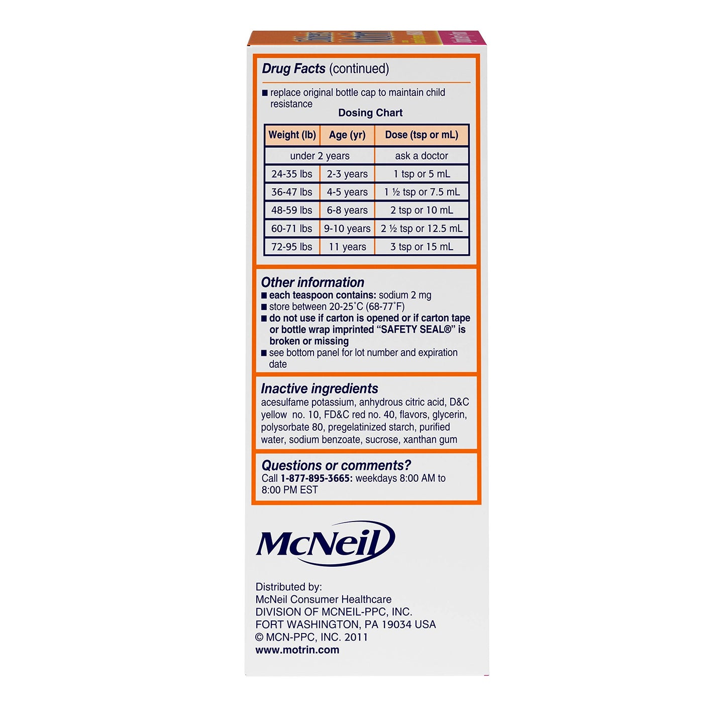 Motrin Children's Pain Reliever and Fever Reducer, 4 Fluiduid Ounce