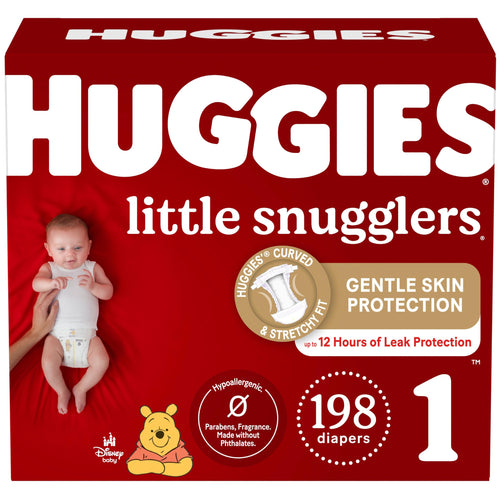 Huggies Size 1 Diapers, Little Snugglers Diapers, Size 1 (8-14 lbs), 198 Ct (6 packs of 33)
