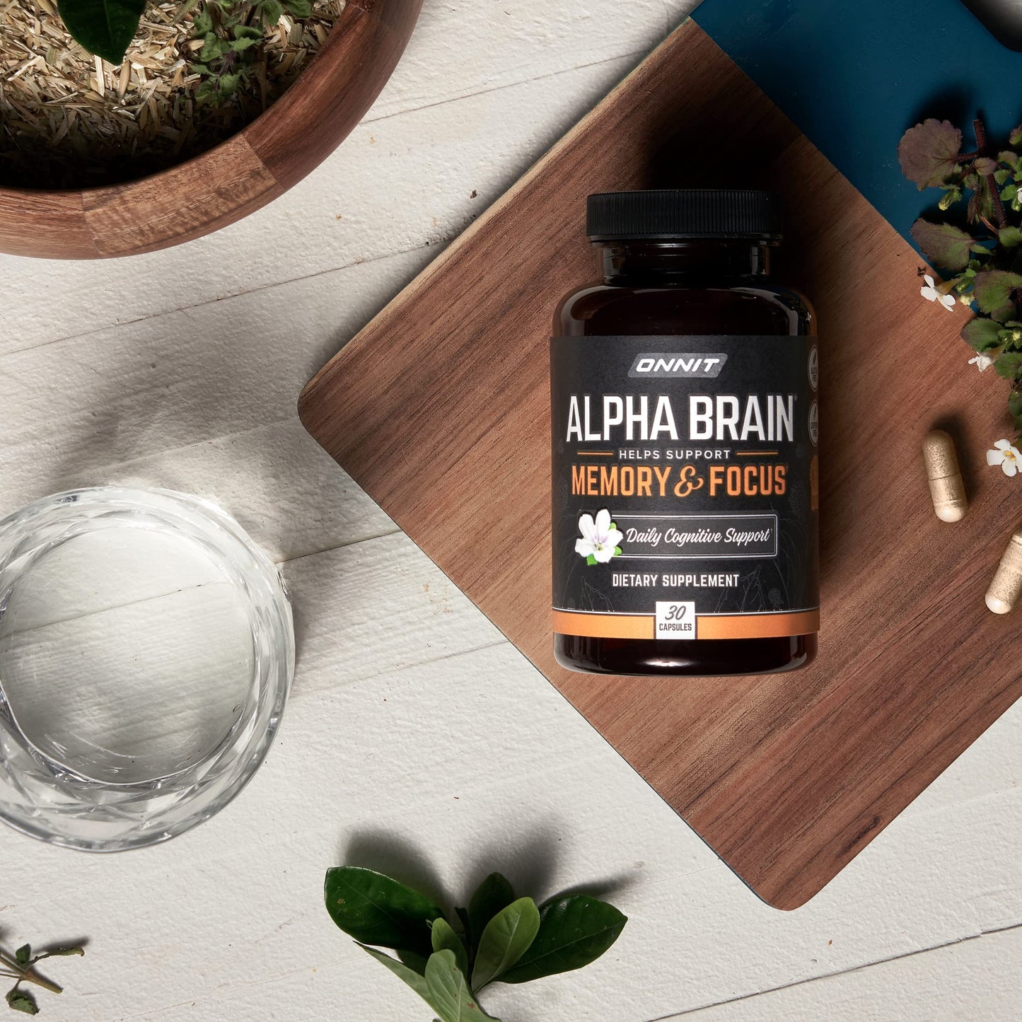 ONNIT Alpha Brain Premium Nootropic Brain Supplement, 30 Count, for Men & Women - Caffeine-Free Focus Capsules for Concentration, Brain Booster & Memory Support