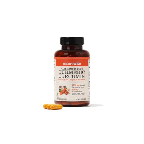 NatureWise Curcumin Turmeric 2250mg 95% Curcuminoids & BioPerine Black Pepper Extract Advanced Absorption for Joint Support [1 Month Supply - 90 Count]