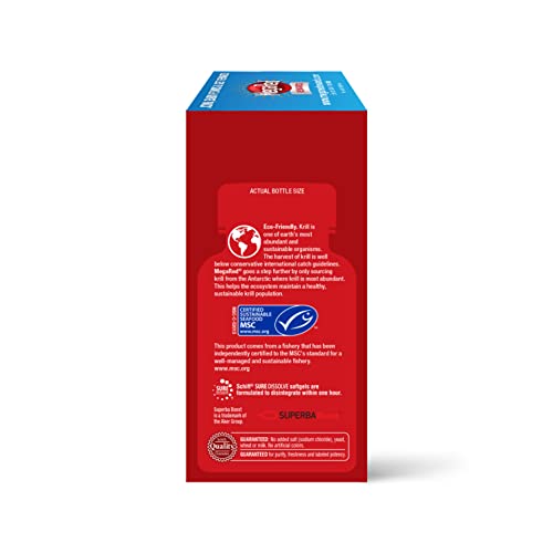 MegaRed Ultra Strength Krill Oil Omega 3 Supplement, 750mg Krill Oil – EPA & DHA & Antioxidant Astaxanthin for Heart Health, 80 Softgels, No Fish Oil Aftertaste
