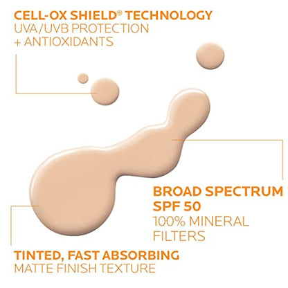 La Roche-Posay Anthelios Tinted Sunscreen SPF 50, Ultra-Light Fluid Broad Spectrum SPF 50, Face Sunscreen with Titanium Dioxide Mineral, Universal Tint, Oil-Free