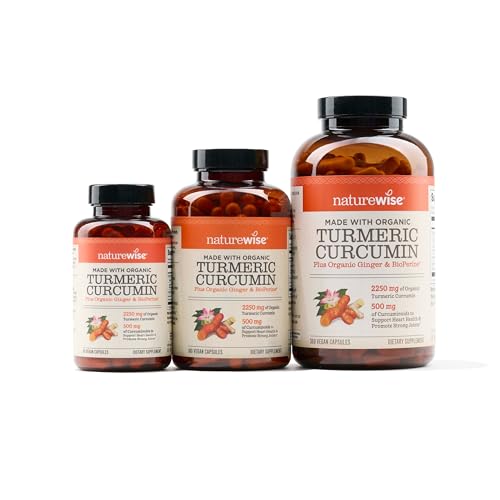 NatureWise Curcumin Turmeric 2250mg 95% Curcuminoids & BioPerine Black Pepper Extract Advanced Absorption for Joint Support [1 Month Supply - 90 Count]