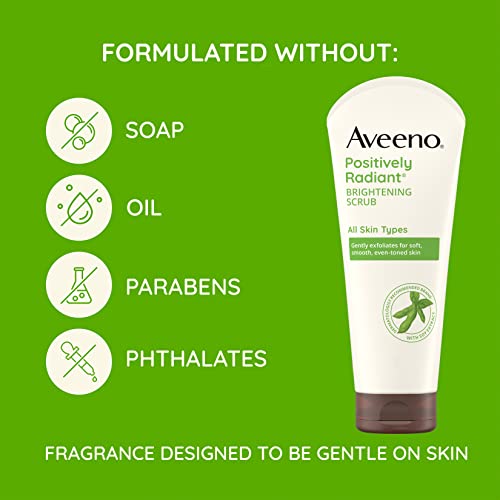 Aveeno Positively Radiant Skin Brightening Exfoliating Daily Facial Scrub, Moisture-Rich Soy Extract, helps improve skin tone & texture, Oil-& Soap-Free, Hypoallergenic, 5 oz