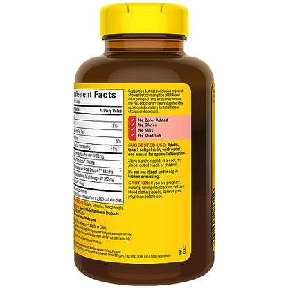Nature Made Burp Less Ultra Omega 3 Fish Oil Supplements 1400 mg, Omega 3 Supplement for Healthy Heart, Brain and Eyes Support, One Per Day, 90 Softgels