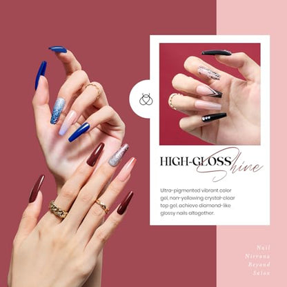 Beetles 23Pcs Gel Nail Polish Set with 3Pcs Base Matte and Glossy Top Coat,Nude Gray Pink Blue Glitter Gel Polish Kit Modern Muse Collection,Soak off Uv Gel for Girls Women