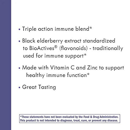 Nature’s Way Sambucus Elderberry Immune Gummies, Daily Immune Support for Kids and Adults*, with Vitamin C, Vitamin D3, Zinc, Gluten Free, Vegetarian, 60 Gummies (Packaging May Vary)