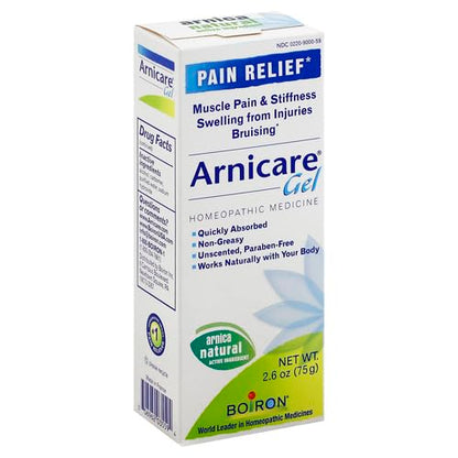 Boiron Arnicare Gel for Soothing Relief of Joint Pain, Muscle Pain, Muscle Soreness, and Swelling from Bruises or Injury - Non-greasy and Fragrance-Free - 2.6 oz