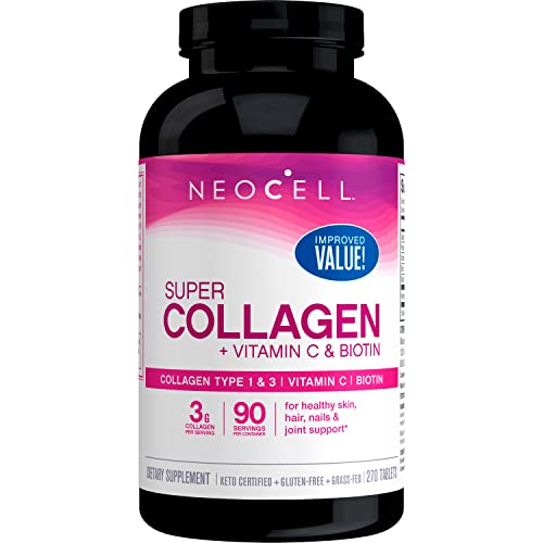 NeoCell Super Collagen With Vitamin C and Biotin, Skin, Hair and Nails Supplement, Includes Antioxidants, Tablet, 270 Count, 1 Bottle