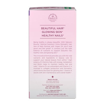 Nature's Bounty Advanced Hair, Skin & Nails, Argan-Infused Vitamin Supplement with Biotin and Hyaluronic Acid, 150 Rapid Release Softgels