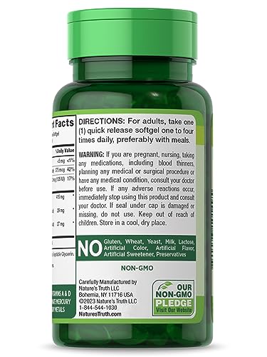 Norwegian Cod Liver Oil | 100 Softgels | with EPA & DHA | Non-GMO, Gluten Free Supplement | by Nature's Truth