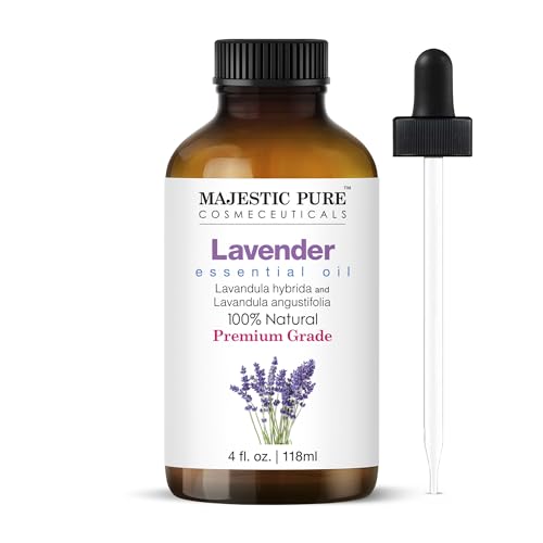 MAJESTIC PURE Lavender Essential Oil - Huge 4 fl oz with Dropper | 100% Pure and Natural Lavender Oil | Premium Grade Essential Oils for Diffusers, Skin, Aromatherapy, Massage