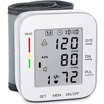MMIZOO Wrist Blood Pressure Monitor Bp Monitor Large LCD Display Blood Pressure Machine Adjustable Wrist Cuff 5.31-7.68inch Automatic 99x2 Sets Memory with Carrying Case for Home Use (W1681)
