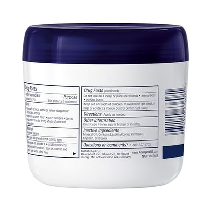 Aquaphor Healing Ointment Advanced Therapy Skin Protectant, Body Moisturizer for Dry Skin, Minor Cuts and Burns, Dry Cuticles, Cracked Heels, Hands and Lips, 14 Oz Jar