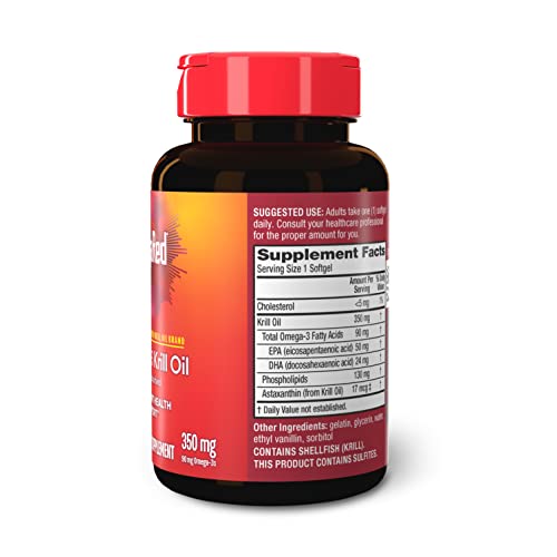 MegaRed Krill Oil 350mg Omega 3 Supplement, 1 Dr Recommended Krill Oil Brand with EPA, DHA, Astaxanthin & Phopholipids, Supports Heart, Brain, Joint and Eye Health - 130 Softgels (130 Servings)