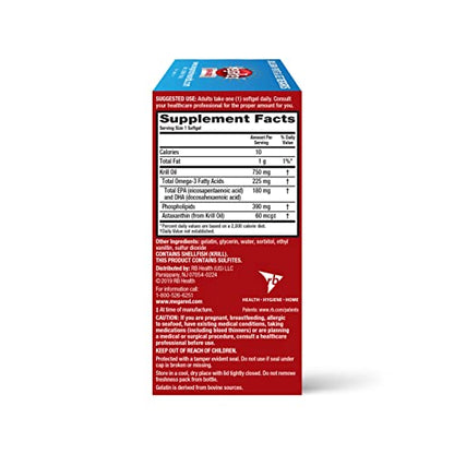 MegaRed Ultra Strength Krill Oil Omega 3 Supplement, 750mg Krill Oil – EPA & DHA & Antioxidant Astaxanthin for Heart Health, 80 Softgels, No Fish Oil Aftertaste