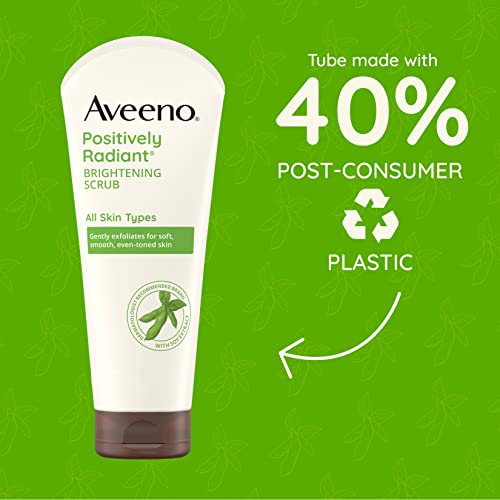 Aveeno Positively Radiant Skin Brightening Exfoliating Daily Facial Scrub, Moisture-Rich Soy Extract, helps improve skin tone & texture, Oil-& Soap-Free, Hypoallergenic, 5 oz